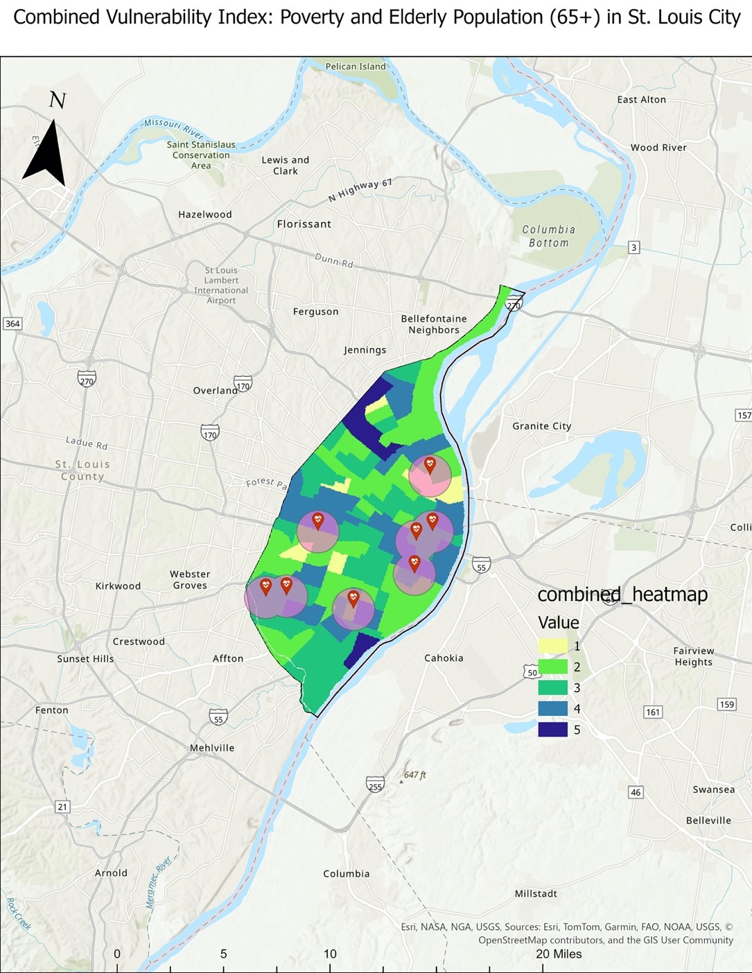Combined vulnerability heat map