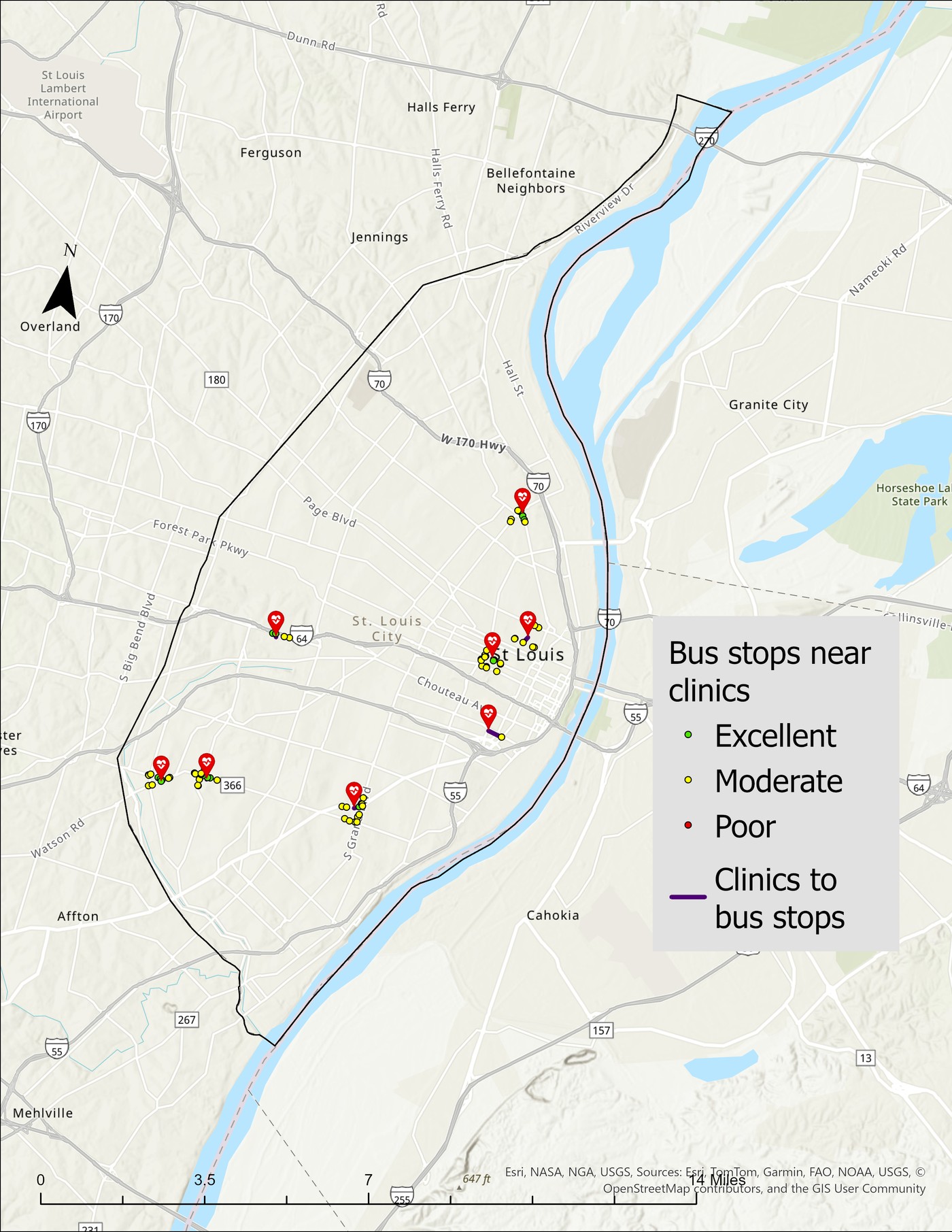 Bus stops near clinics